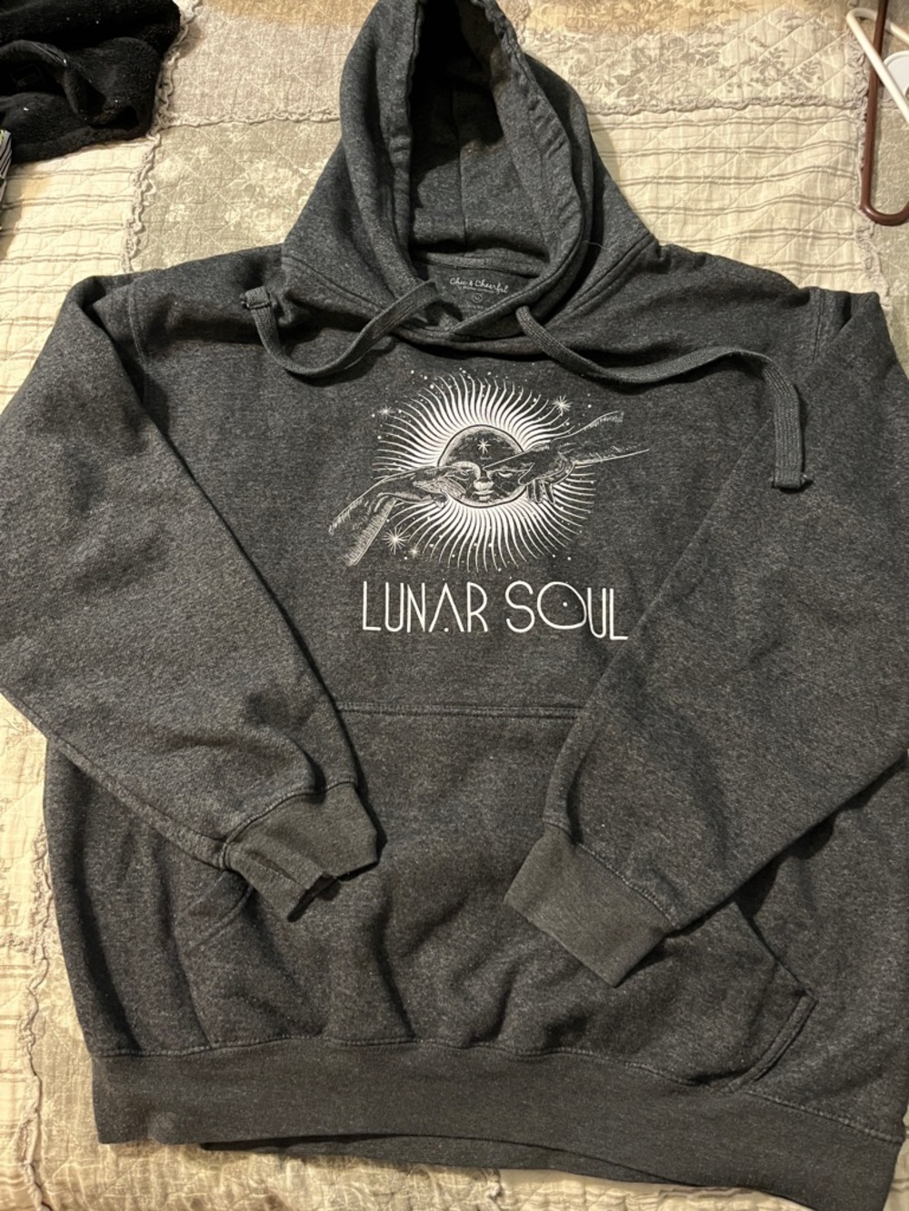 chic Dark Gray Lunar Soul Graphic Hoodie